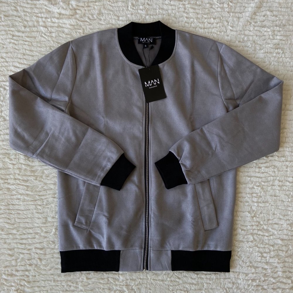 NWT Faux Suede Bomber Jacket - Picture 2 of 3